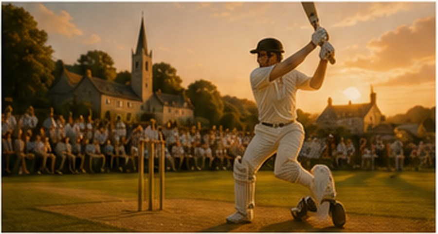 Cricket match at sunset in Auchanard