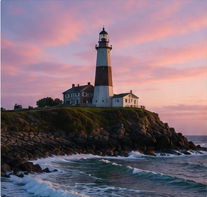Montauk Lighthouse at sunset